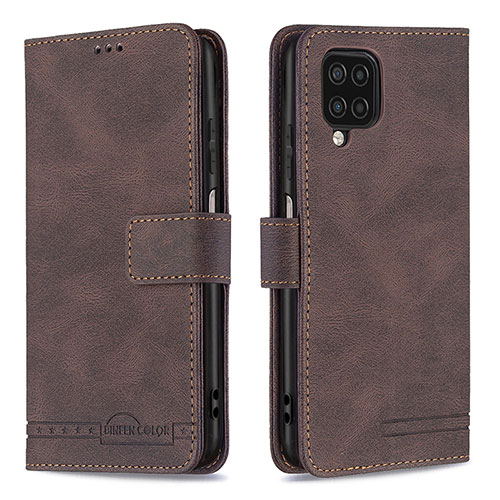 Leather Case Stands Flip Cover Holder B05F for Samsung Galaxy A12 Nacho Brown