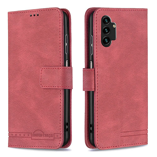 Leather Case Stands Flip Cover Holder B05F for Samsung Galaxy A13 4G Red