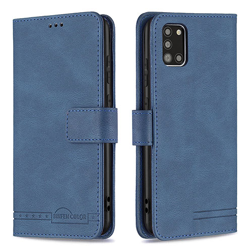 Leather Case Stands Flip Cover Holder B05F for Samsung Galaxy A31 Blue