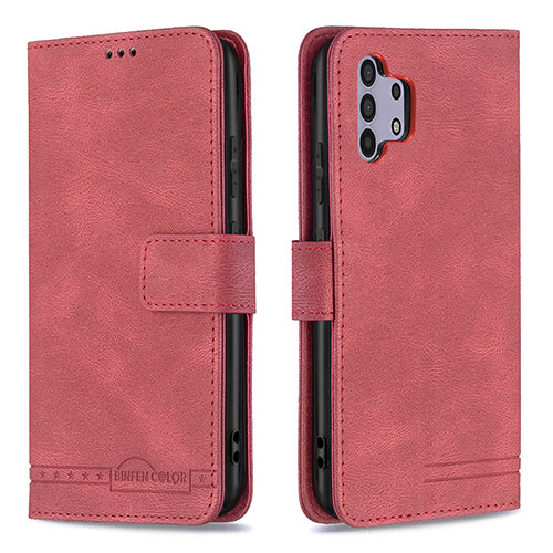 Leather Case Stands Flip Cover Holder B05F for Samsung Galaxy A32 4G Red