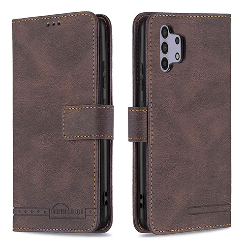 Leather Case Stands Flip Cover Holder B05F for Samsung Galaxy A32 5G Brown