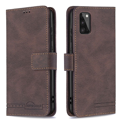 Leather Case Stands Flip Cover Holder B05F for Samsung Galaxy A41 Brown