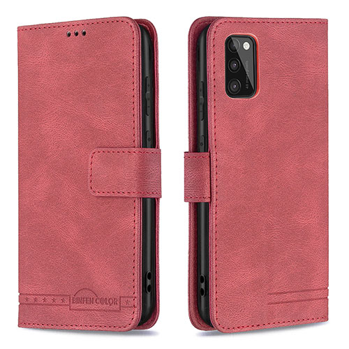 Leather Case Stands Flip Cover Holder B05F for Samsung Galaxy A41 Red