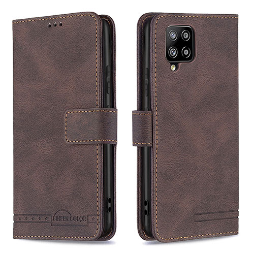 Leather Case Stands Flip Cover Holder B05F for Samsung Galaxy A42 5G Brown