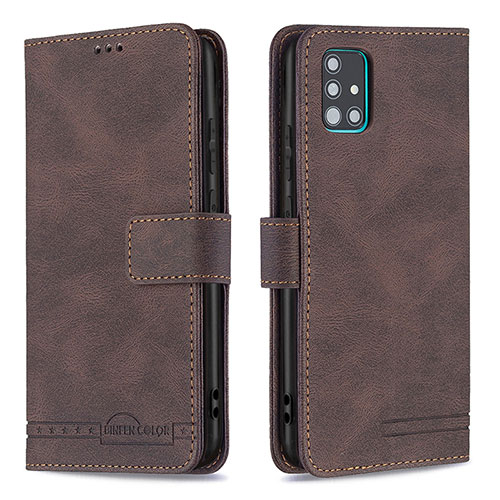 Leather Case Stands Flip Cover Holder B05F for Samsung Galaxy A51 5G Brown