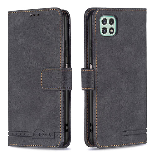 Leather Case Stands Flip Cover Holder B05F for Samsung Galaxy F42 5G Black