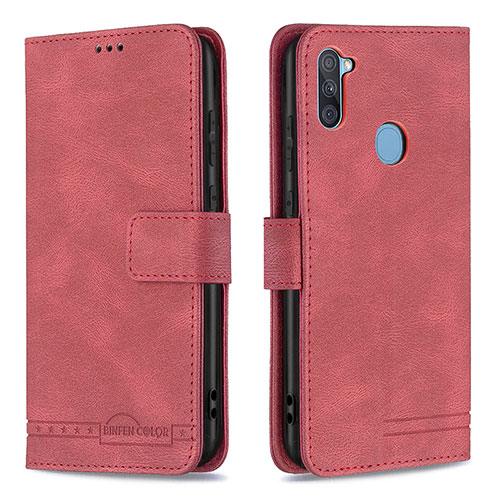 Leather Case Stands Flip Cover Holder B05F for Samsung Galaxy M11 Red