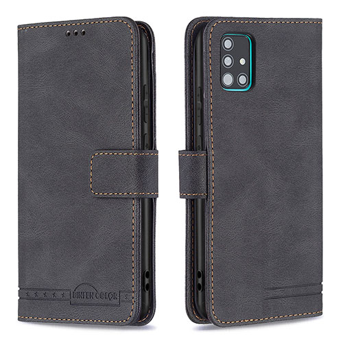 Leather Case Stands Flip Cover Holder B05F for Samsung Galaxy M40S Black