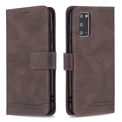 Leather Case Stands Flip Cover Holder B05F for Samsung Galaxy S20 5G Brown