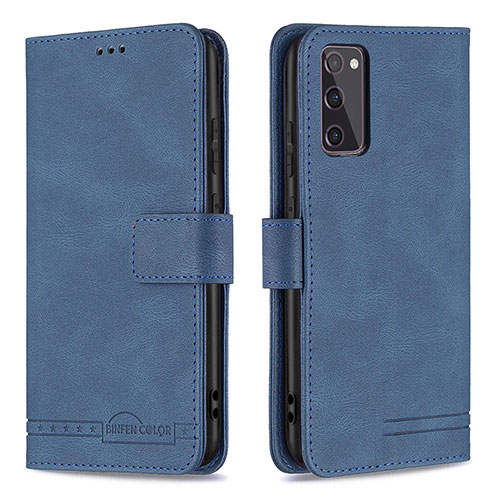 Leather Case Stands Flip Cover Holder B05F for Samsung Galaxy S20 FE 4G Blue