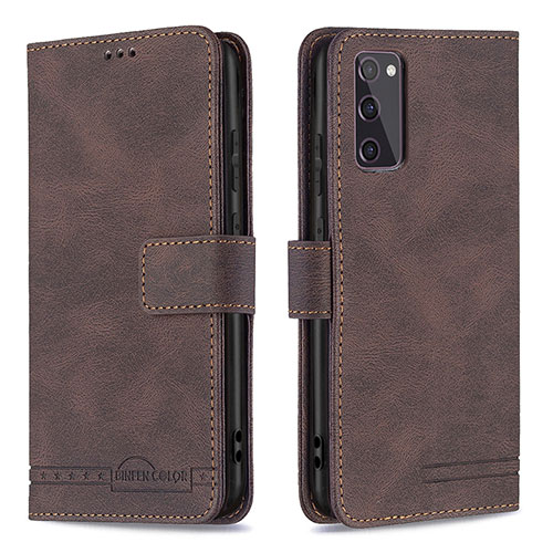 Leather Case Stands Flip Cover Holder B05F for Samsung Galaxy S20 Lite 5G Brown