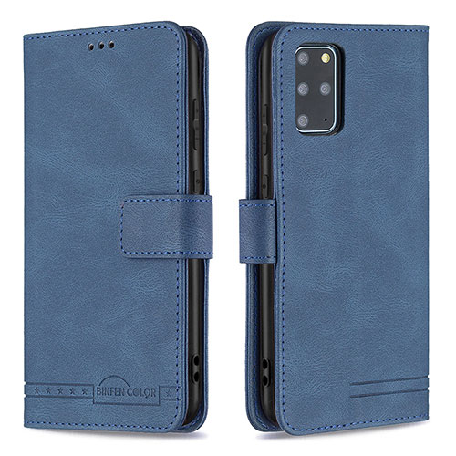 Leather Case Stands Flip Cover Holder B05F for Samsung Galaxy S20 Plus 5G Blue