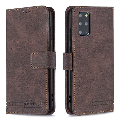 Leather Case Stands Flip Cover Holder B05F for Samsung Galaxy S20 Plus 5G Brown