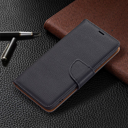 Leather Case Stands Flip Cover Holder B05F for Samsung Galaxy S22 5G Black