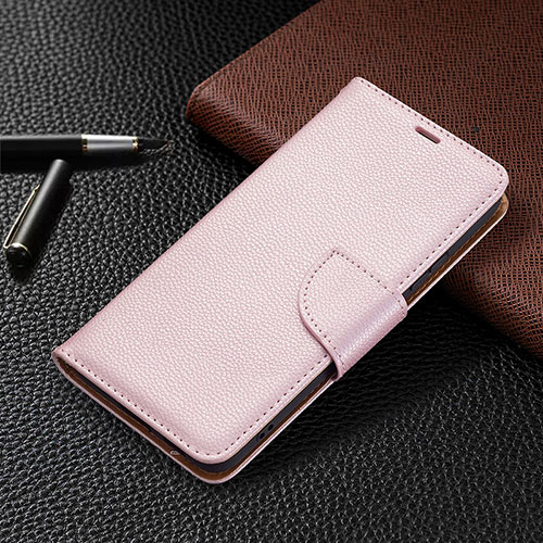 Leather Case Stands Flip Cover Holder B05F for Samsung Galaxy S22 5G Pink