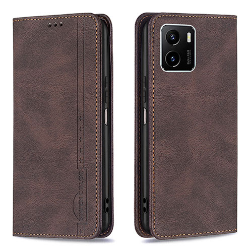 Leather Case Stands Flip Cover Holder B05F for Vivo Y01 Brown