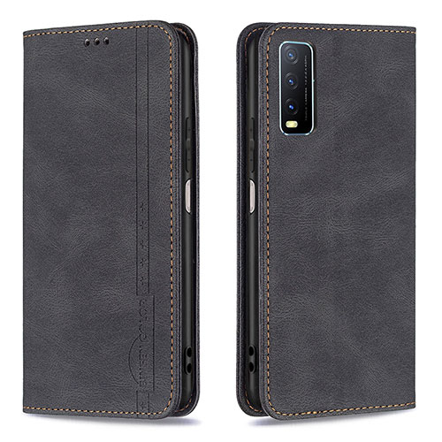 Leather Case Stands Flip Cover Holder B05F for Vivo Y20 (2021) Black