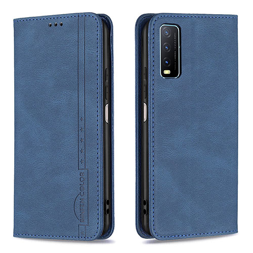 Leather Case Stands Flip Cover Holder B05F for Vivo Y20G Blue