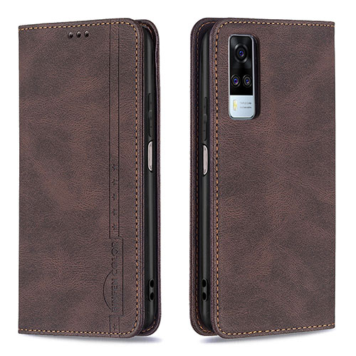 Leather Case Stands Flip Cover Holder B05F for Vivo Y51 (2021) Brown