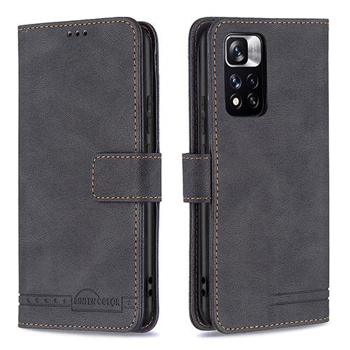 Leather Case Stands Flip Cover Holder B05F for Xiaomi Mi 11i 5G (2022) Black
