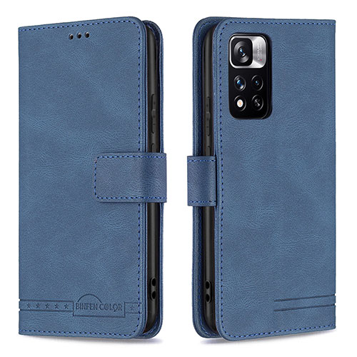 Leather Case Stands Flip Cover Holder B05F for Xiaomi Mi 11i 5G (2022) Blue