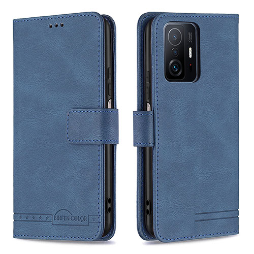 Leather Case Stands Flip Cover Holder B05F for Xiaomi Mi 11T 5G Blue