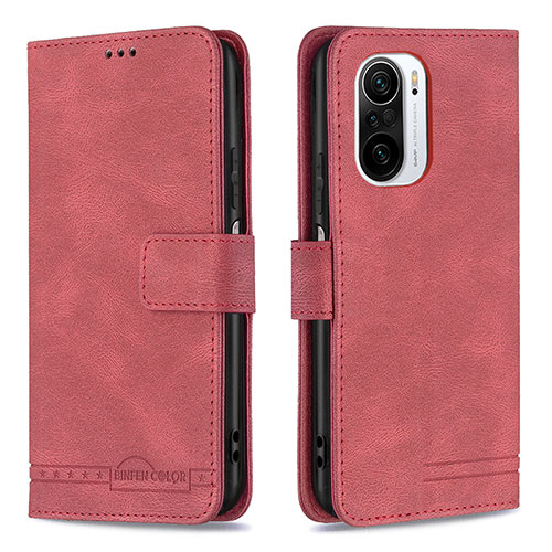 Leather Case Stands Flip Cover Holder B05F for Xiaomi Mi 11X 5G Red