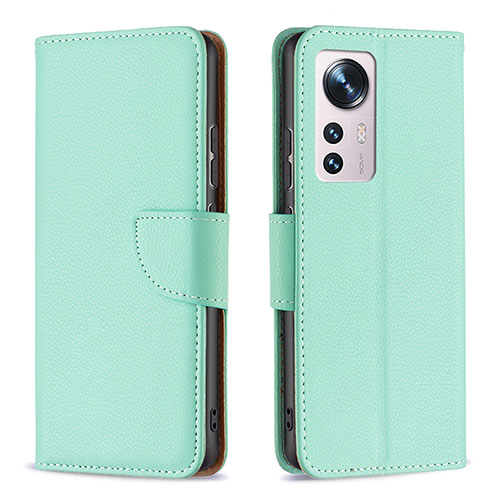 Leather Case Stands Flip Cover Holder B05F for Xiaomi Mi 12 5G Matcha Green