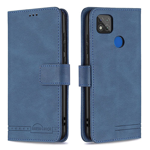 Leather Case Stands Flip Cover Holder B05F for Xiaomi POCO C3 Blue