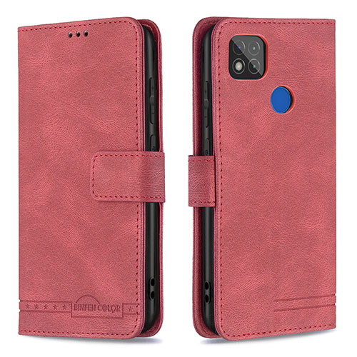 Leather Case Stands Flip Cover Holder B05F for Xiaomi POCO C31 Red