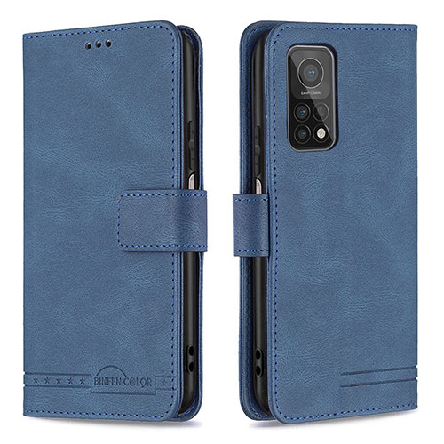 Leather Case Stands Flip Cover Holder B05F for Xiaomi Redmi K30S 5G Blue