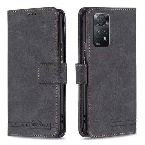 Leather Case Stands Flip Cover Holder B05F for Xiaomi Redmi Note 11 Pro 4G Black