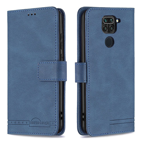 Leather Case Stands Flip Cover Holder B05F for Xiaomi Redmi Note 9 Blue