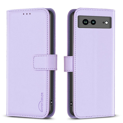 Leather Case Stands Flip Cover Holder B06F for Google Pixel 7a 5G Clove Purple