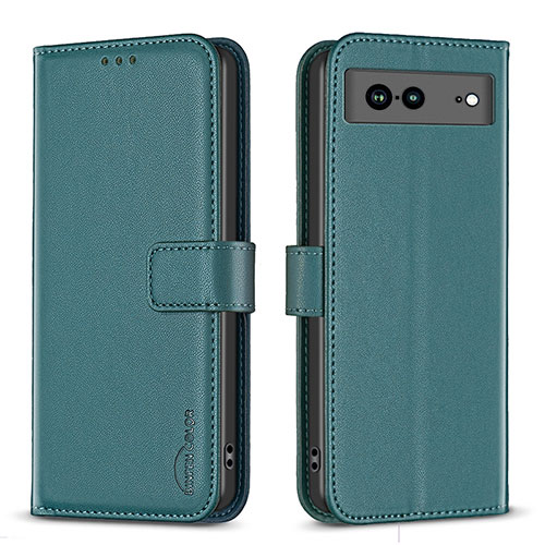 Leather Case Stands Flip Cover Holder B06F for Google Pixel 7a 5G Green