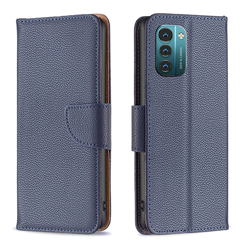 Leather Case Stands Flip Cover Holder B06F for Nokia G11 Blue