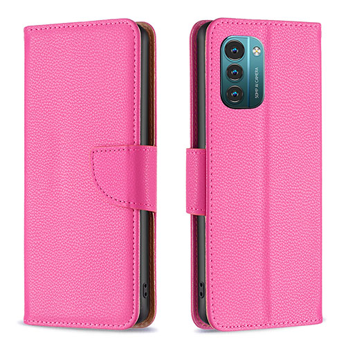 Leather Case Stands Flip Cover Holder B06F for Nokia G21 Hot Pink