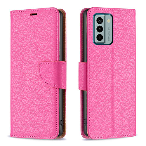 Leather Case Stands Flip Cover Holder B06F for Nokia G22 Hot Pink