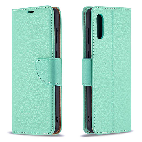 Leather Case Stands Flip Cover Holder B06F for Samsung Galaxy A02 Green