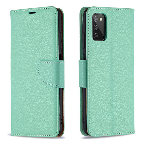 Leather Case Stands Flip Cover Holder B06F for Samsung Galaxy A03s Green