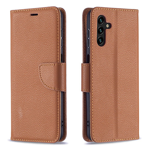 Leather Case Stands Flip Cover Holder B06F for Samsung Galaxy A04s Brown