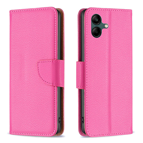 Leather Case Stands Flip Cover Holder B06F for Samsung Galaxy A05 Hot Pink