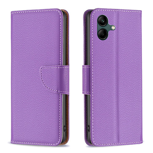 Leather Case Stands Flip Cover Holder B06F for Samsung Galaxy A05 Purple