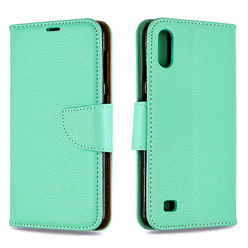 Leather Case Stands Flip Cover Holder B06F for Samsung Galaxy A10 Green