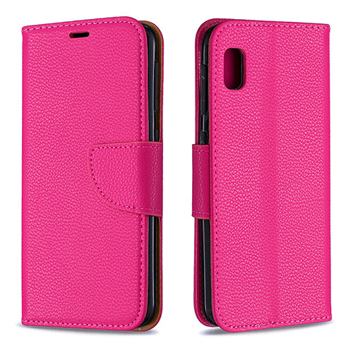 Leather Case Stands Flip Cover Holder B06F for Samsung Galaxy A10e Hot Pink