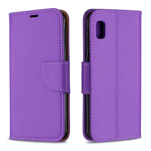 Leather Case Stands Flip Cover Holder B06F for Samsung Galaxy A10e Purple