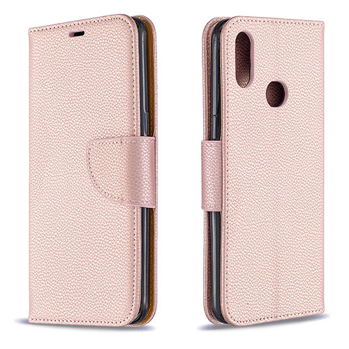 Leather Case Stands Flip Cover Holder B06F for Samsung Galaxy A10s Rose Gold