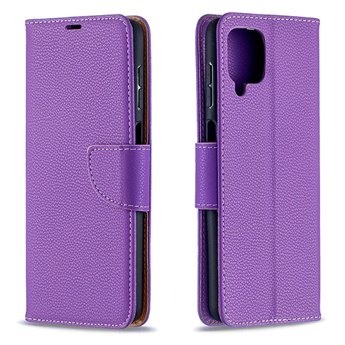 Leather Case Stands Flip Cover Holder B06F for Samsung Galaxy A12 5G Purple