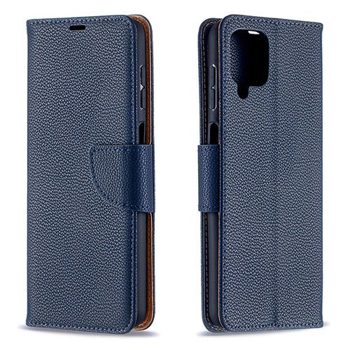 Leather Case Stands Flip Cover Holder B06F for Samsung Galaxy A12 Nacho Blue