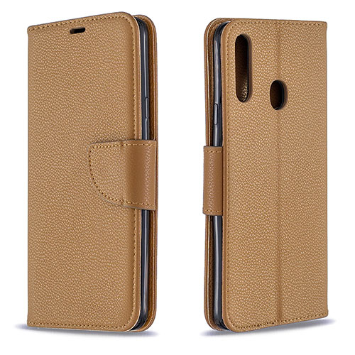 Leather Case Stands Flip Cover Holder B06F for Samsung Galaxy A20s Brown